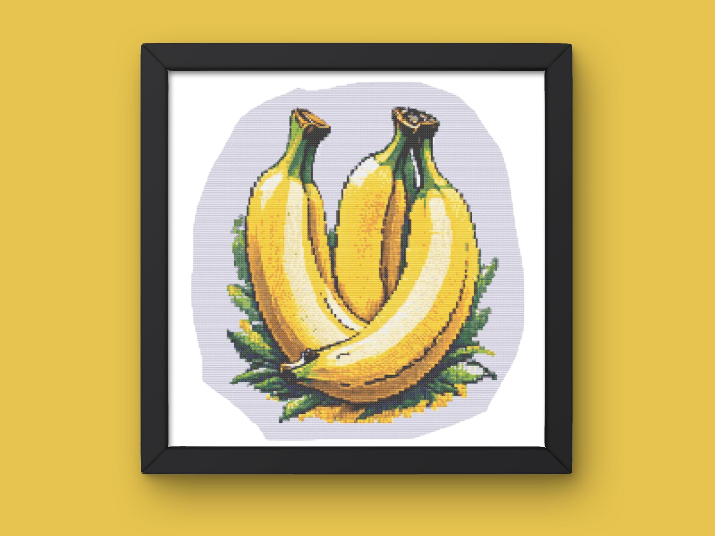 バナナのクロスステッチパターン：フルーツ刺繍（PDF、SVG） - Etsy 日本