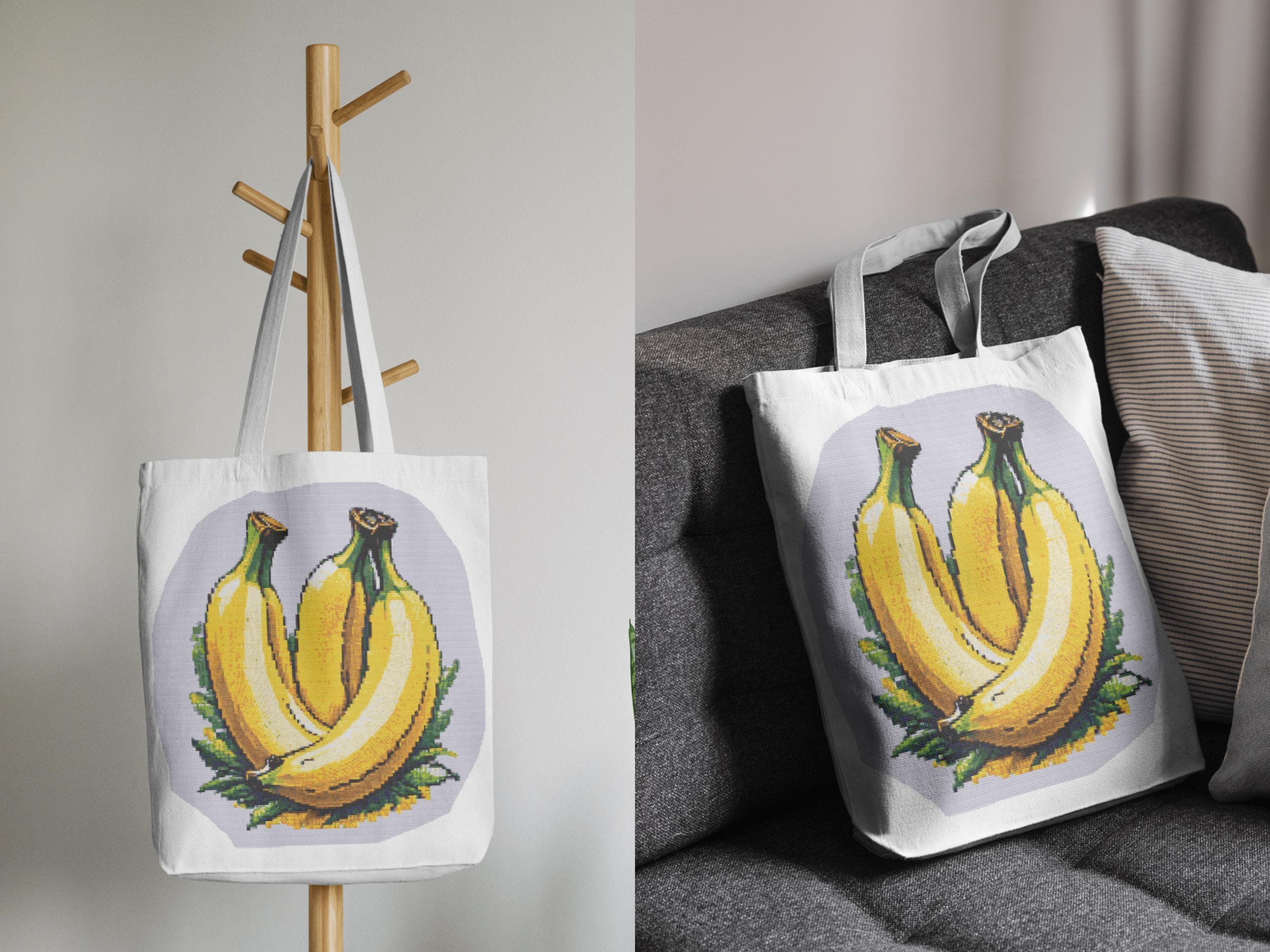 バナナのクロスステッチパターン：フルーツ刺繍（PDF、SVG） - Etsy 日本