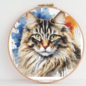 Cat Cross Stitch Pattern   Cat Cross Stitch   Cross Stitch Pattern  Simple Cross Stitch  Beginner Pattern   Embroidery Pattern  Cat