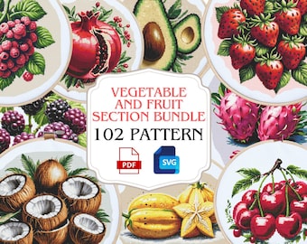 Fruit & Vegetable Cross Stitch Pattern Bundle (PDF)