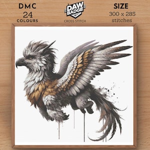 Hippogriff Digital Large Fantasy Animal Cross Stitch Pattern, Sampler Watercolor Animal Cross Stitch Embroidery Animal Pattern PDF SVG