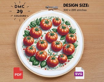 Tomato Cross Stitch Pattern: Fruit Garden Embroidery (PDF)