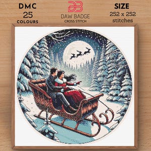 Christmas Sleigh Ride Scene Cross Stitch, Stitching Christmas, Christmas xstitch, Xmas Cross Stitch, Christmas Sampler Decoration, PDF