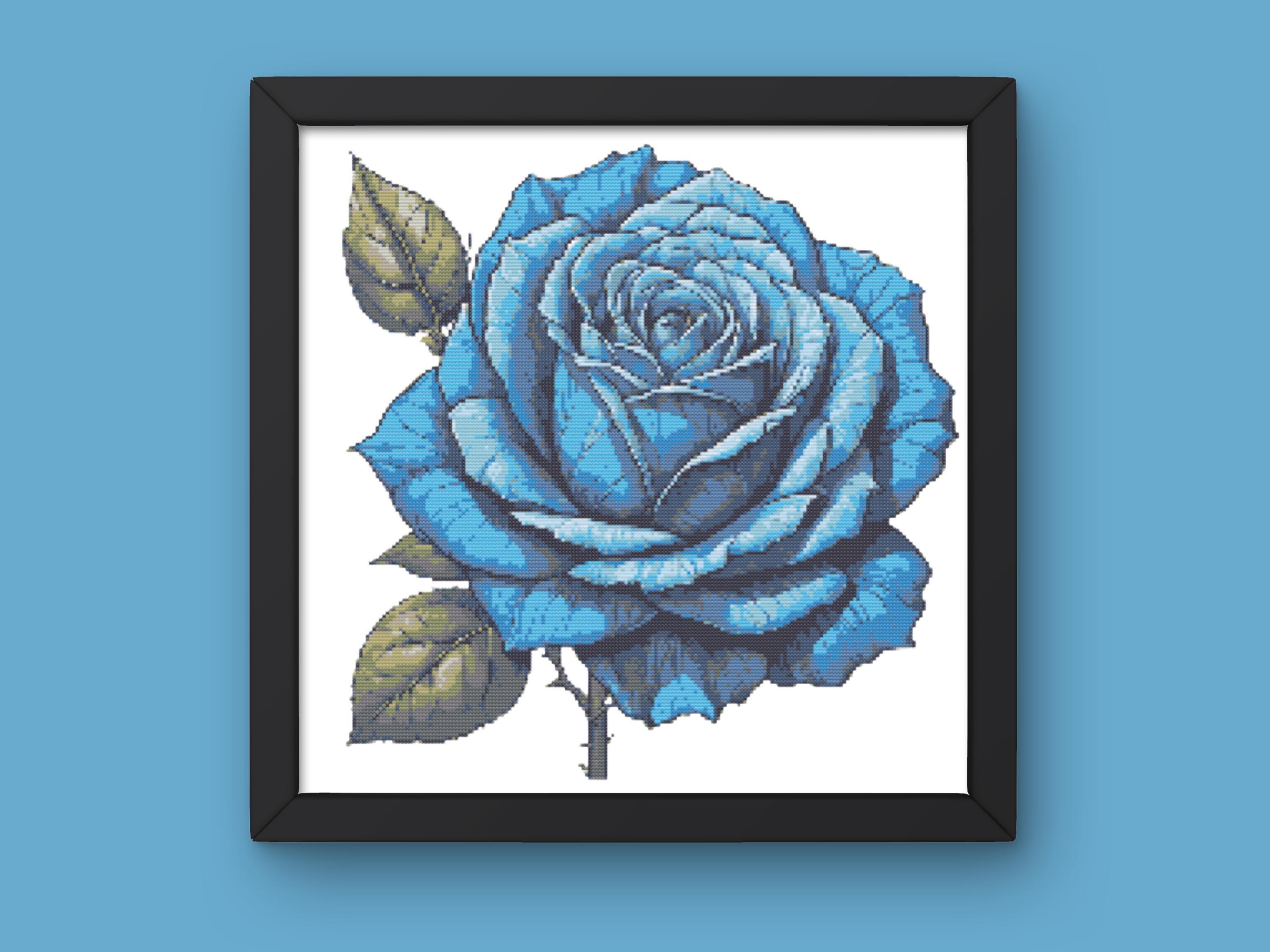 Blue Rose Cross Stitch Pattern: Floral Garden Design (PDF) - Etsy