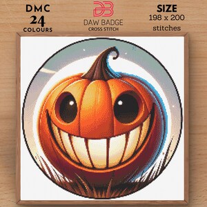 Grinning Pumpkin Halloween Pattern Halloween xstitch Pumpkin Cross Stitch  Horror Cross Stitch Scary Cross Stitch Instant Download PDF