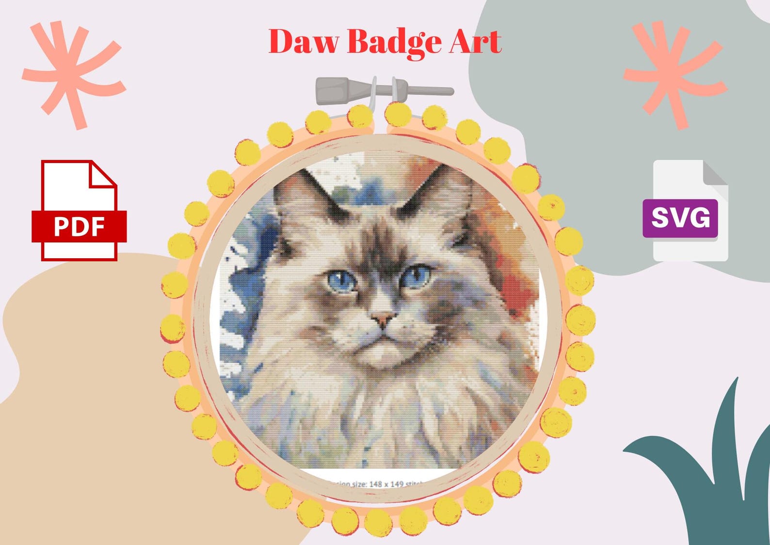 Ragdoll Cat Cross Stitch Pattern: Beginner Embroidery (PDF Pattern) - Etsy