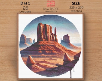 Kruissteekpatroon Monument Valley: borduurwerk woestijnlandschap (pdf)