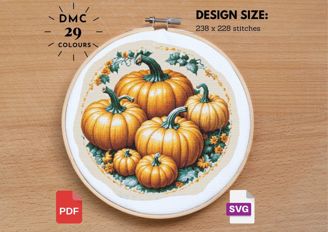 Vintage Pumpkin Cross Stitch Pattern: Fruit Garden Embroidery (PDF) - Etsy