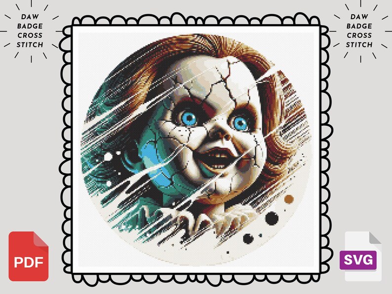 Creepy Doll Cross Stitch Pattern: Halloween Horror Pumpkin (instant ...