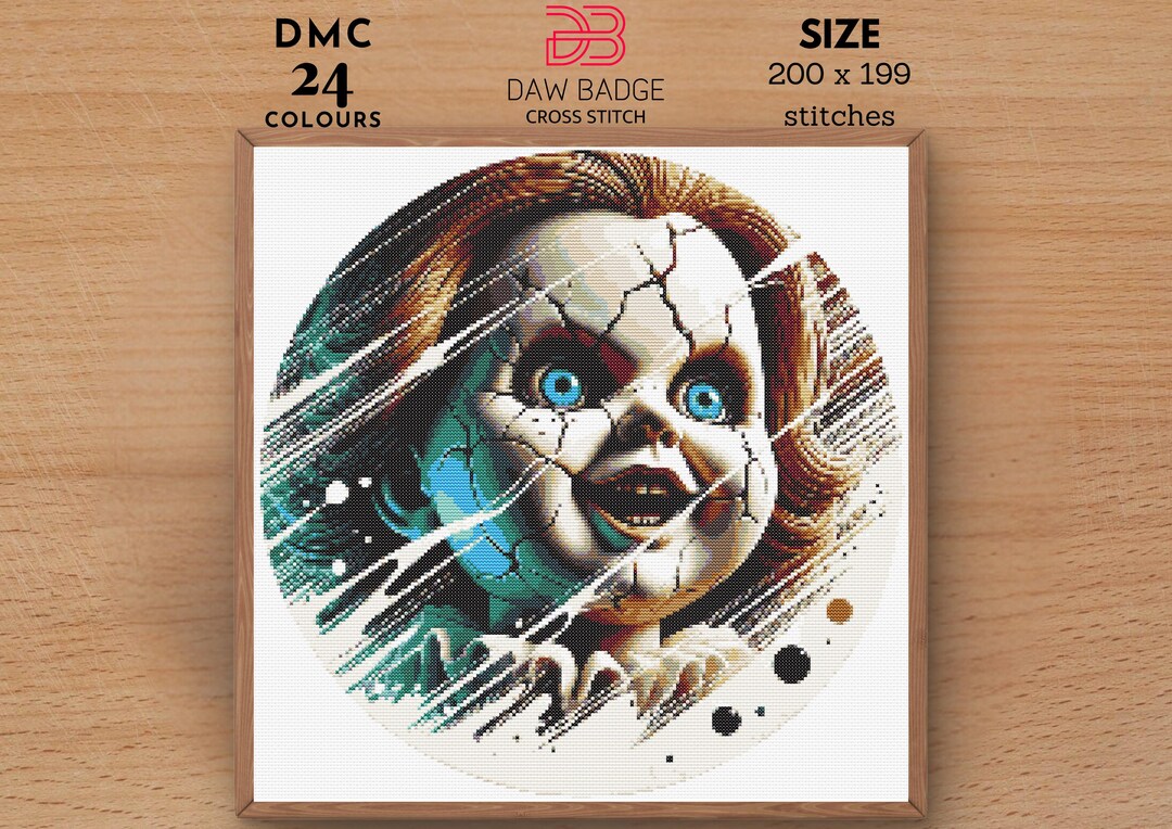 Creepy Doll Cross Stitch Pattern: Halloween Horror Pumpkin (instant ...