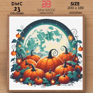 Pumpkin Patch Cross Stitch Pattern: Halloween Horror Design (PDF)