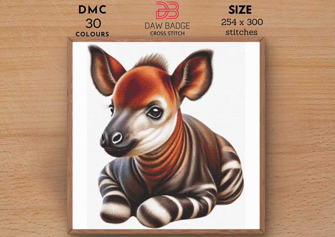 Okapi Watercolor Animal Cross Stitch Pattern (PDF) - Etsy
