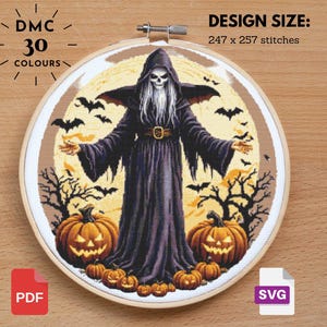 Halloween Cross Stitch  Halloween Pattern Halloween xstitch Pumpkin Cross Stitch Horror Cross Stitch Scary Cross Stitch Instant Download PDF