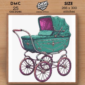 New Stroller Nursery Sampler Cross Stitch Pattern Baby Room Decor Cute Large Cross Stitch