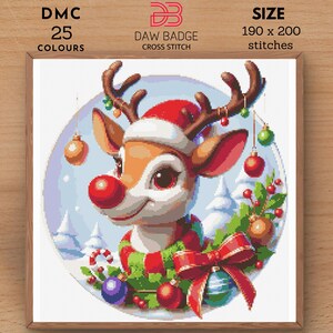 Festive Reindeer Cross Stitch, Stitching Christmas, Christmas xstitch, Xmas Cross Stitch, Christmas Sampler, Christmas Decoration, PDF