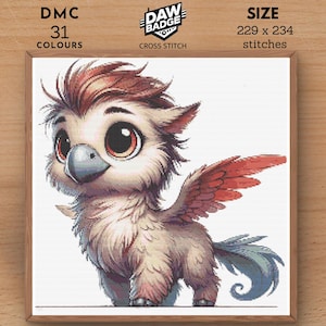 Hippogriff Digital Large Fantasy Animal Cross Stitch Pattern, Sampler Watercolor Animal Cross Stitch Embroidery Animal Pattern PDF SVG
