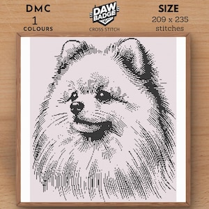 Pommeren hond kruissteekpatroon: aquarel dierenborduurwerk (pdf)