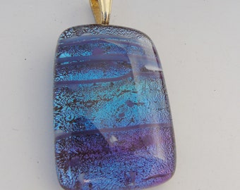 Purple Blue Pendant Dichroic Fused Glass