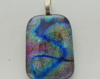 Multicolor Pendant Dichroic Fused Glass Jewelry