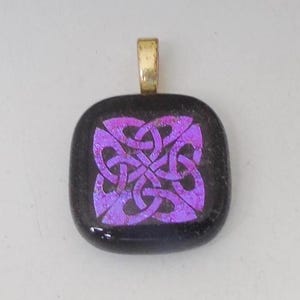 Dichroic Purple Celtic Knot Pendant Fused Glass
