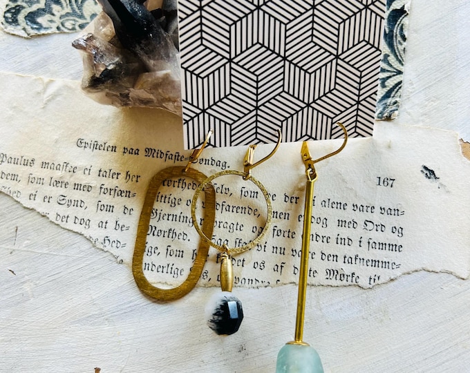Mix and Match Earring Set, Geometric Earrings, Modern Earrings, Brass Earrings, Studio Sale, Minimalist Earrings, Lightweight Earrings