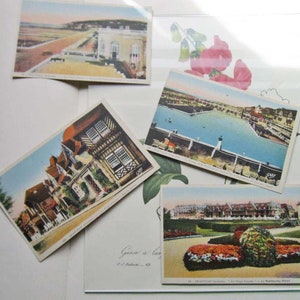 French Vintage Postcards 4 Colorful 1930's Paris Postcards Carte Postale, Le Nomandy Hotel European Architecture Paris Art Suitable Framing