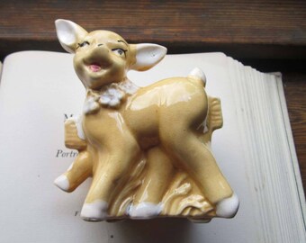 Vintage Baby Deer Planter, Wild Life Flower Pot, Kids Vtg Room, Decor, OPCO New York Pottery Woodland Pottery, New Parents Gift, Friendly