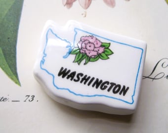 Vintage Refrigerator Magnet, Washington State Souvenir, Travel WA Destination Magnet, Pacific State Magnet Collectors Unite, Rhododendron