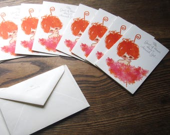 Vintage Hallmark Invitations, Baby Shower RSVP Stationery, Orange and Pink Retro Invites w Envelopes
