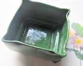 Vintage Planter, 1950 39 s Covina California Pottery Container, Deep Green Slight Drip Glaze, Square Shape Floral Supply Centerpiece, Mod Decor