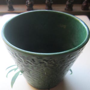 Vintage Pottery, 1950's Green Pebble Texture Planter, Mod Home / Plant Room Decor