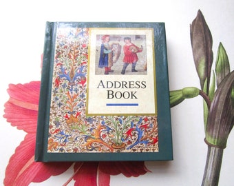 Vintage Address Book, 1990's Tiny Hardcover Address Book, Flemish Art Alphabetical Order, 3 3/4" Phone Number's, Flemish Book of Hours, Art