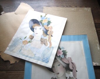 1940s Signed Watercolor Portrait, Student Art Study, Framed