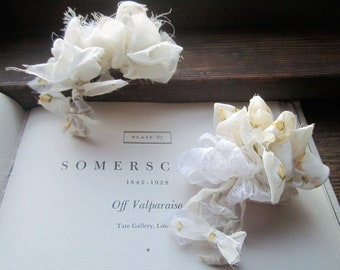 Vintage Fabric Corsage, Handmade Shabby Chic Flower Pin