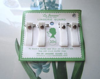 4 Vintage Lingerie Pins,  La Jeanne, Pin-In Lingerie Guard Co, 1920's-30's  Ephemera, USA Notions