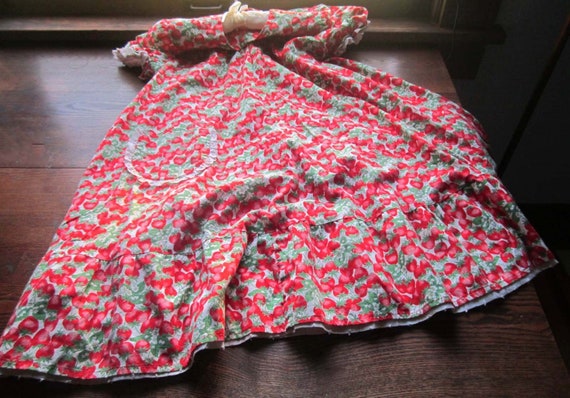 Vintage Handmade Girls Dress,1970's Strawberry Fa… - image 2