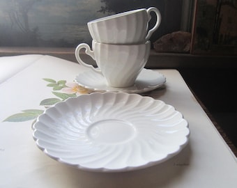 Vintage Snow White Regency Tea Cup and Saucer Set, Johnson Brothers Ironstone