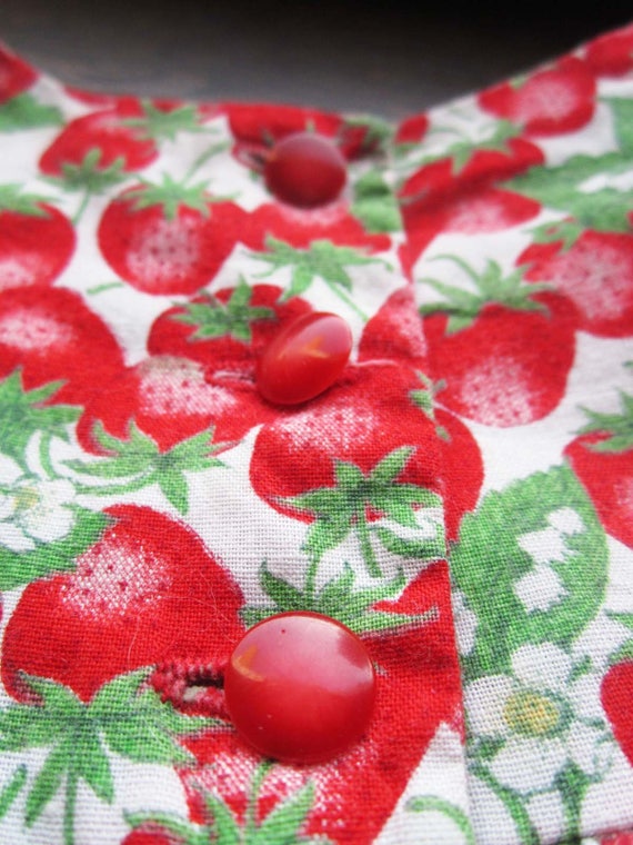 Vintage Handmade Girls Dress,1970's Strawberry Fa… - image 4