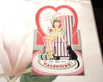 Vintage Valentine Card, 1930's - 1940's Be My Valentine, Vintage School Age Valentine Card, Puuur Kitty, Valentine 2024, Old Fashioned Card