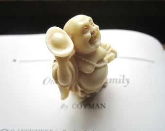 Happy Buddha Figurine, Ivory Resin Spiritual Guide, Calm, Mindfulness, Happiness, Statues of Grace, Big Belly Buddha, Pocket Tokens, Belief