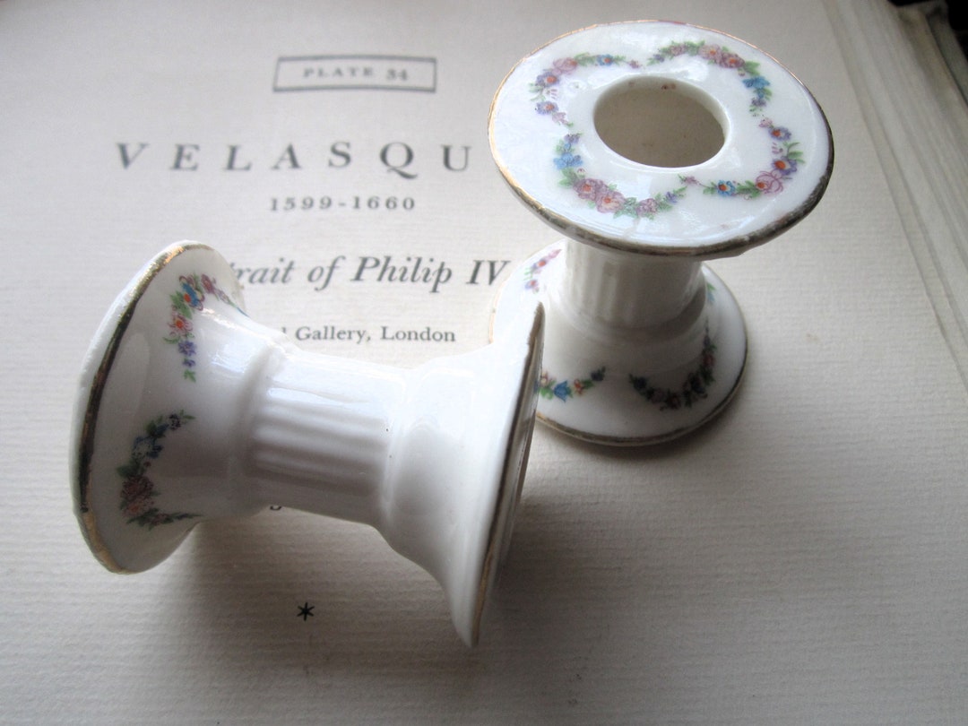Vintage White Porcelain Candle Holders Old Fashion Hand Etsy