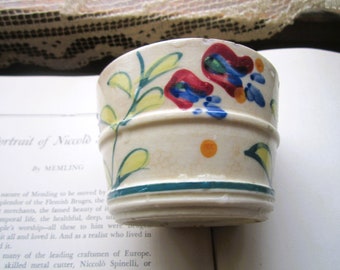 Small Vintage Flower Pot, 1940's 50's Jardinière, 2.5 x 3.5" Hand Painted Glazed Container, For Plants, Short Utensils, Vintage Arty Kitchen