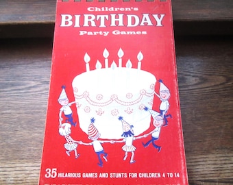Vintage Party Games Book, 1960's Spiral Binding, Illustrations, Retro Birthday Party Ideas, Ohio, USA