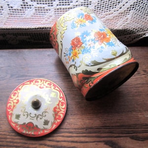 1940&#39;s 50&#39;s Tin Box, Murray Allen Confections, Fancy Candy New York Los Angeles, Romantic Flower Tin, Cottage Farmhouse, Tin Vtg Kitchen,