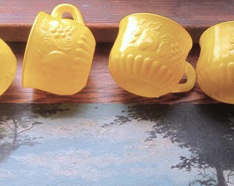 4 Painted Glassware, Garden Party Decorations, Windowsill Planters, Wedding Table Decor, Spring Yellow Centerpiece Ideas
