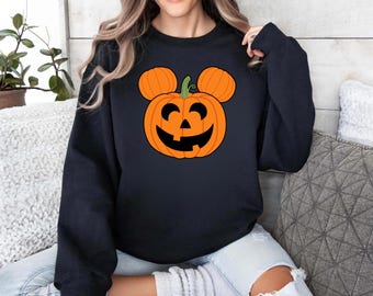 Disney Halloween Mickey Mouse Pumpkin Crewneck Sweatshirt Kids Costume Cute Halloween Party Adult Sweater