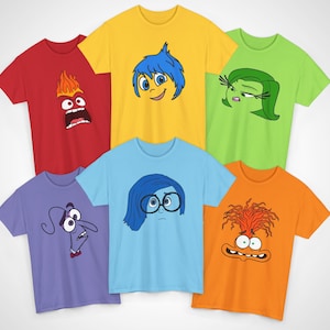 Inside Out 2 Character Tshirts, Halloween Costumes, Disney Inside Out Group Family Matching Tshirt, Adult Kids Disneyworld Trip Shirt