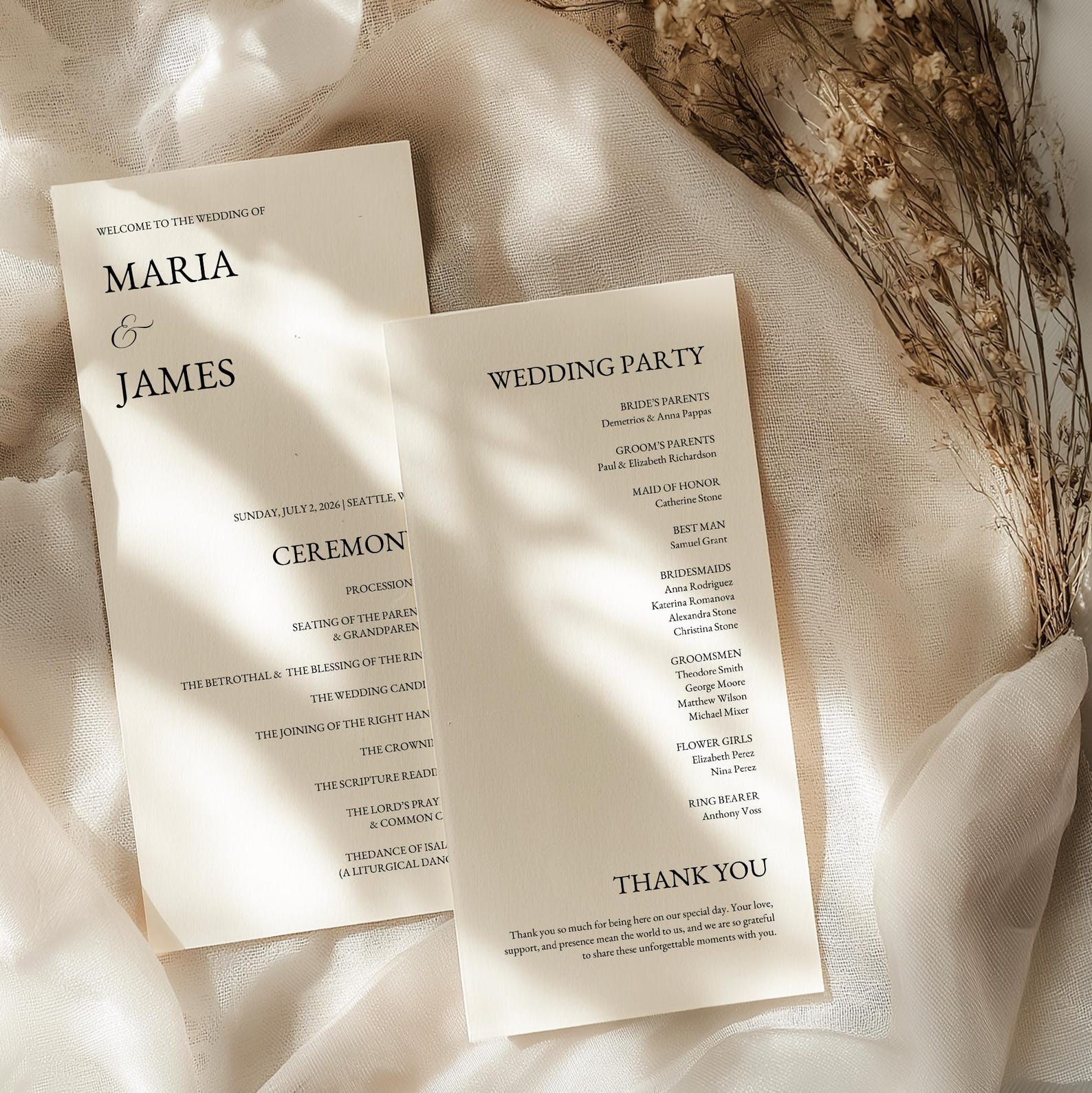 Modern Wedding Program Template, Printable Wedding Programs, Wedding ...