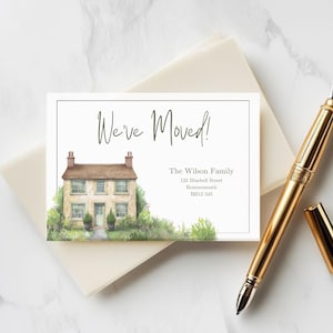 Englisch Cottage Adressänderung Karte Postkarte Stil Digitaler Sofortiger Download Benutzerdefinierte Canva Vorlage Neues Zuhause Wir Umgezogen