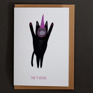 Carte de voeux drôle d'animal avec une patte sarcastique Carte de voeux d'anniversaire drôle Carte de chat mignon Salutations d'anniversaire Carte d'anniversaire sarcastique